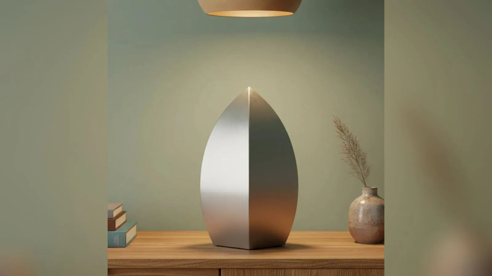 Drop adult cremation urn on a side console