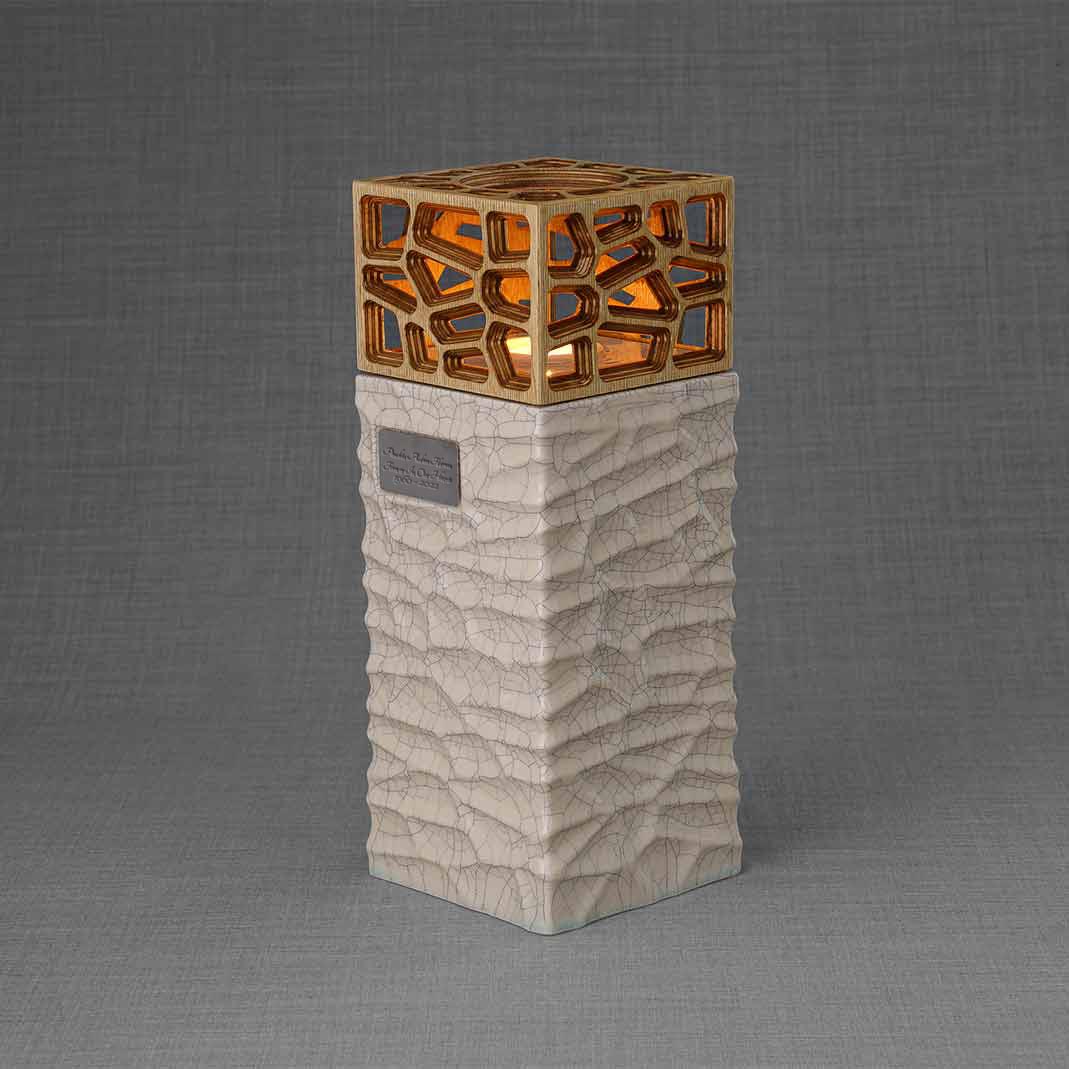 Adult Cremation Urn for Ashes Crackle Glaze Left