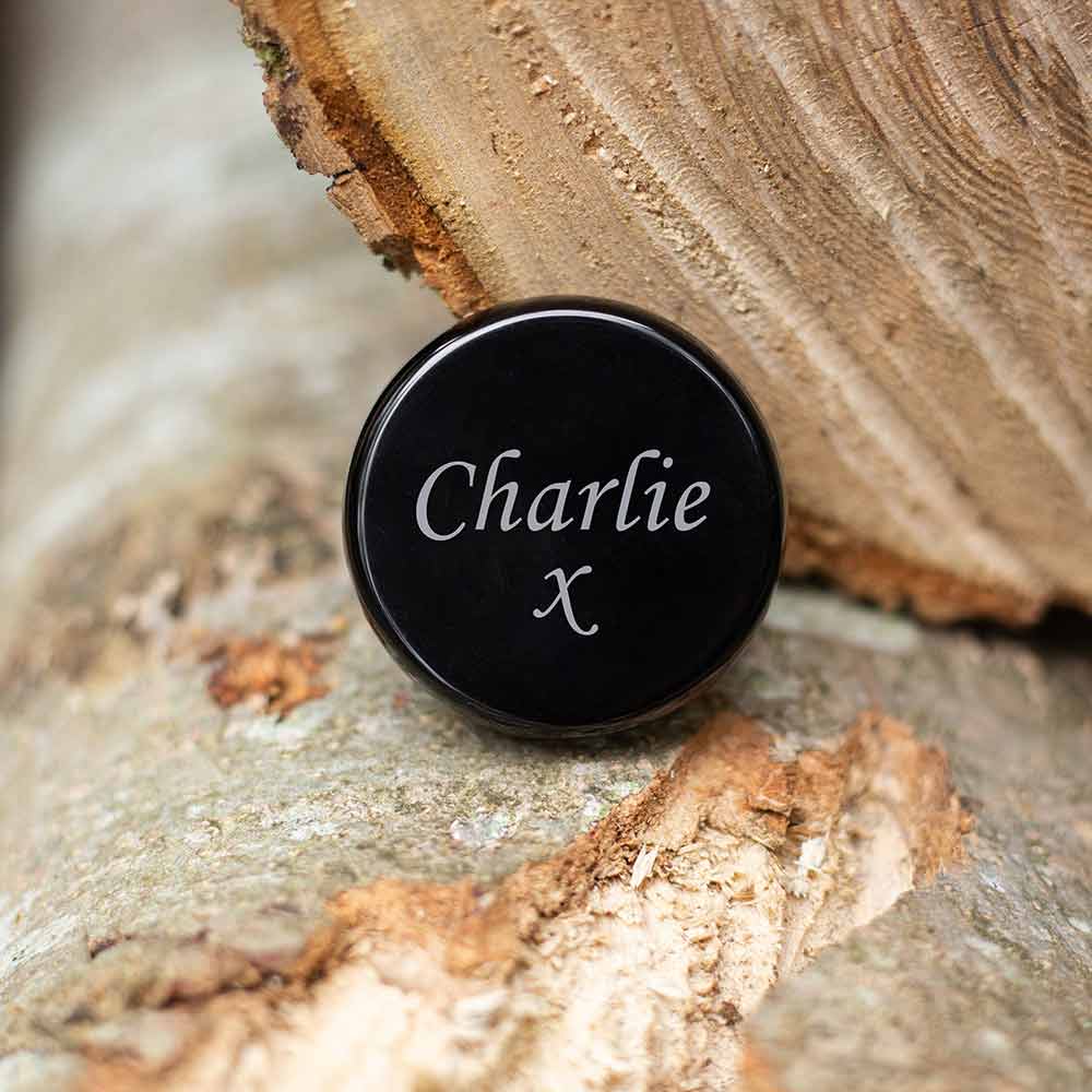 Agate Stone Keepsake Urn for Ashes Paw Engraving on Shelf