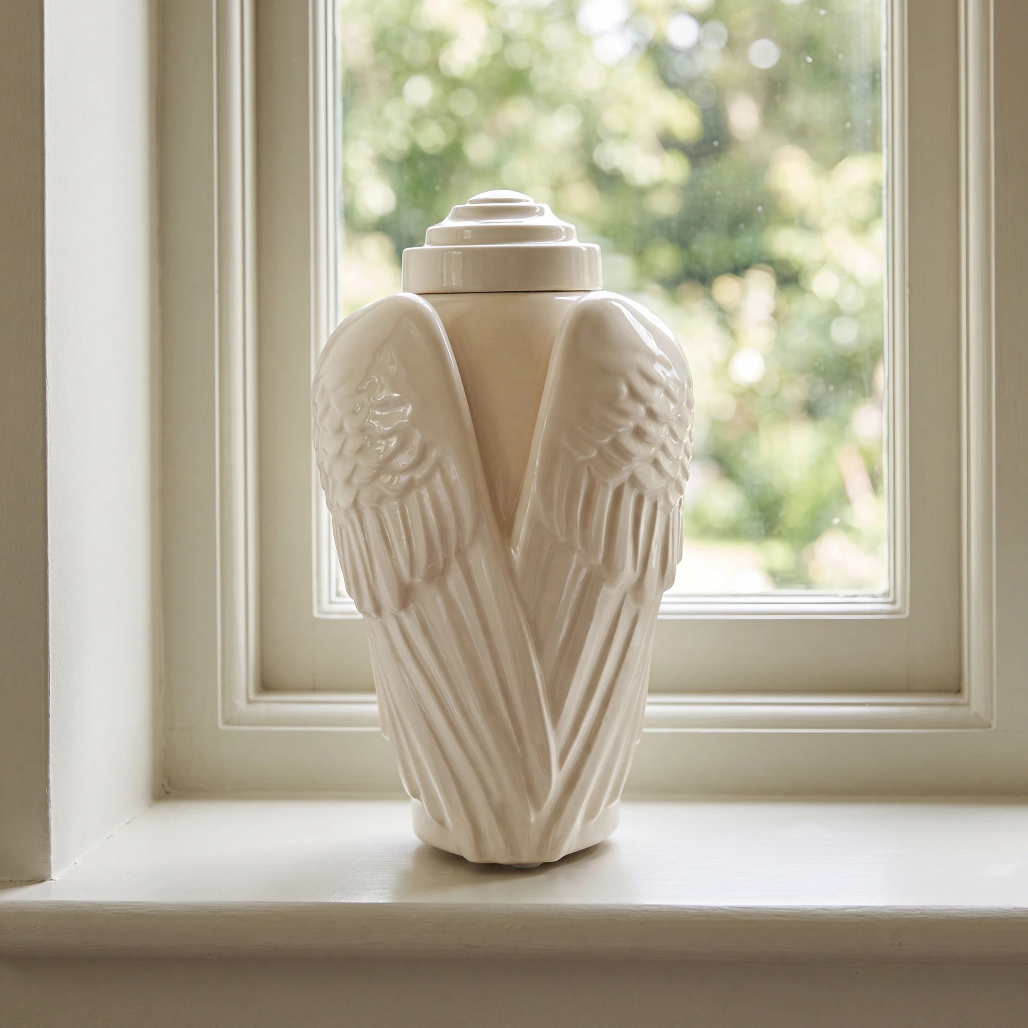 Angel Wings Adult Cremation Urn for Ashes in Cream