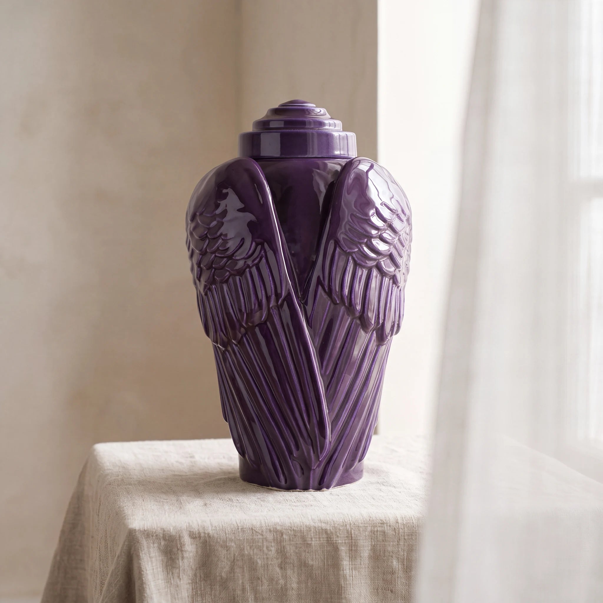Angel Wings Adult Cremation Urn for Ashes in Purple