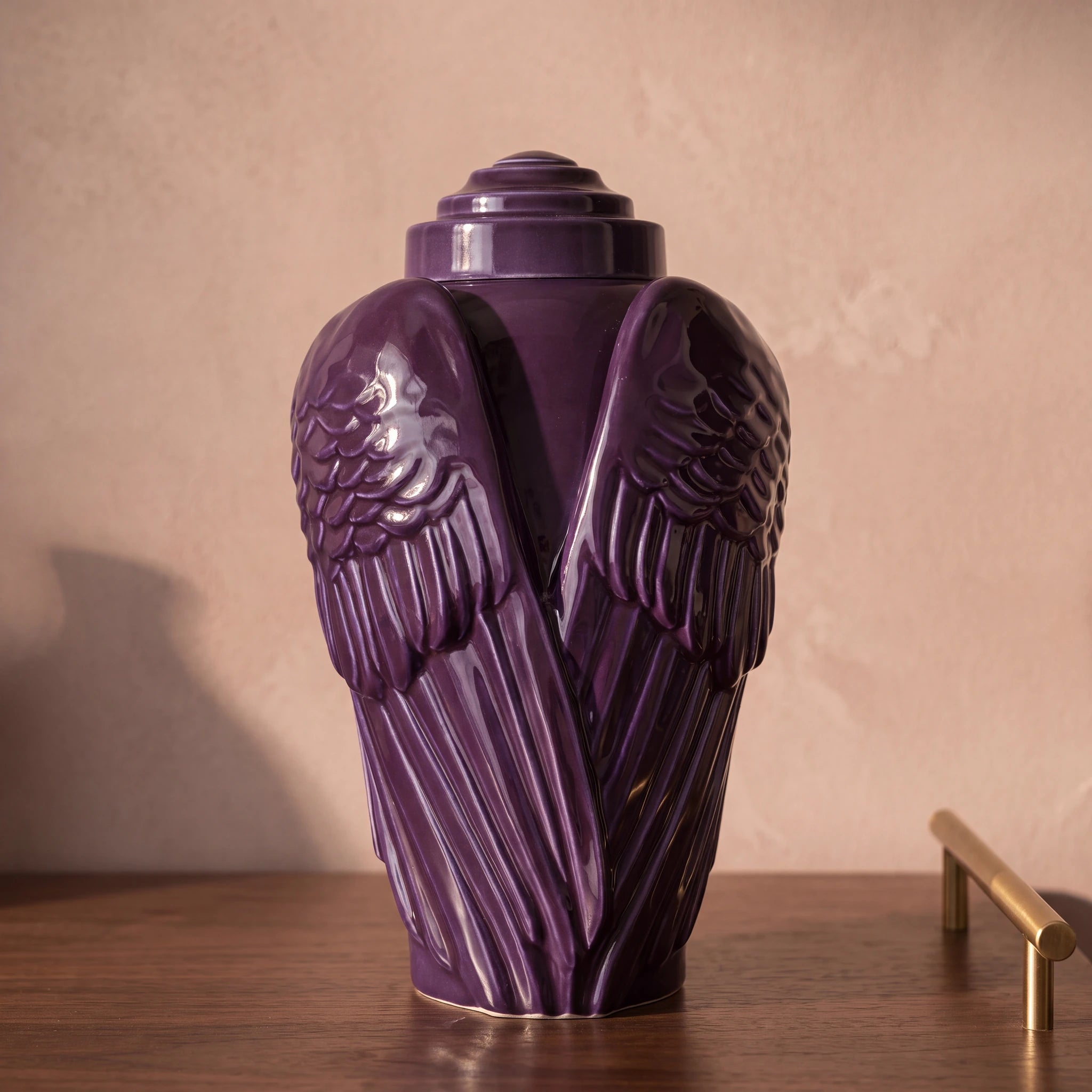 Angel Wings Adult Cremation Urn for Ashes in Purple