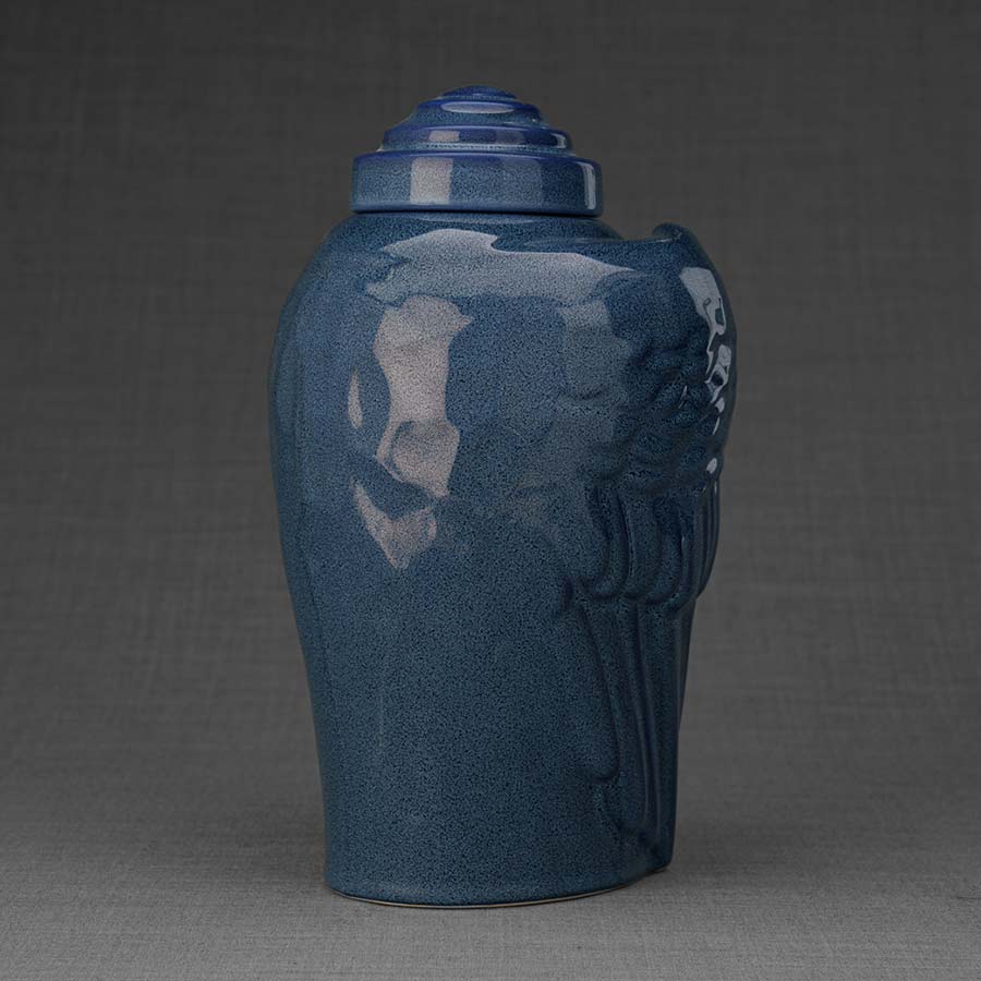 Angel Wings Adult Urns For Ashes Back Left View Blue