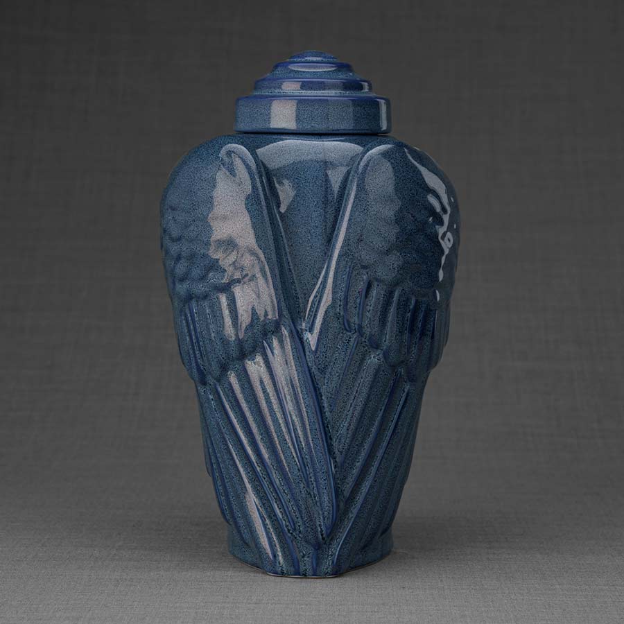 Angel Wings Adult Urns For Ashes Front View Blue