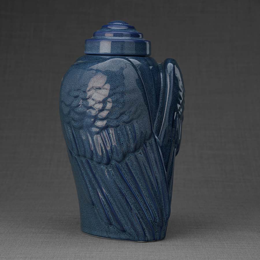 Angel Wings Adult Urns For Ashes Left View Blue