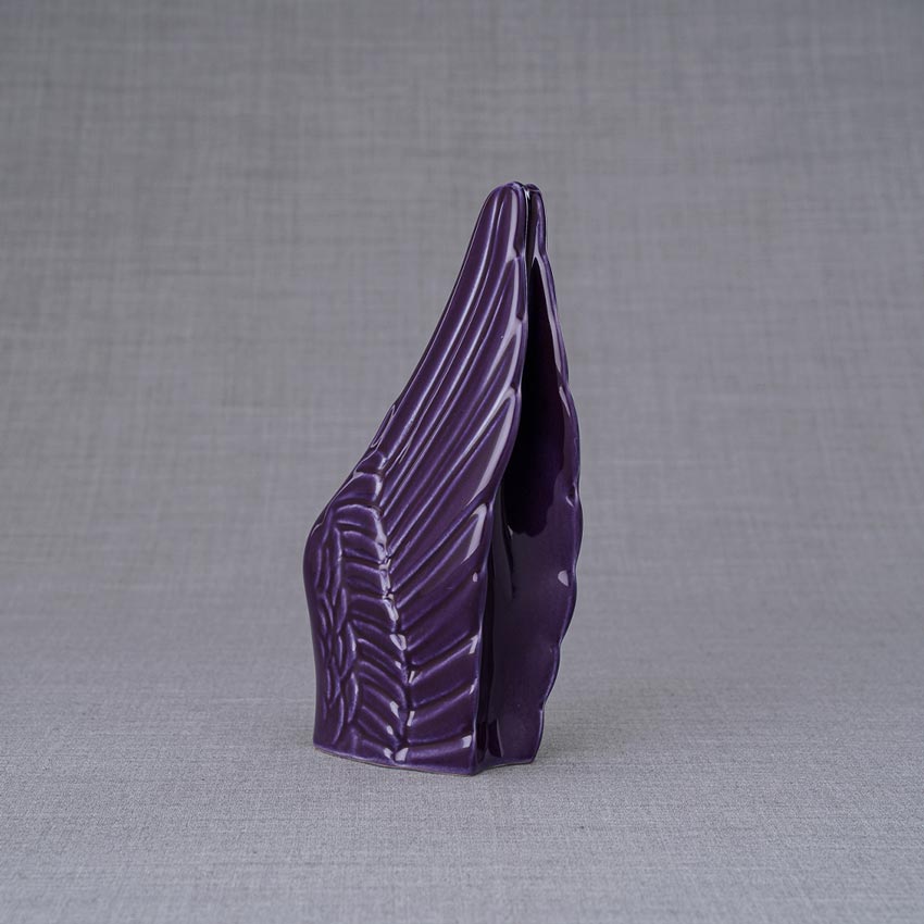 Angel Wings Small Urn for Ashes Violet Rear View