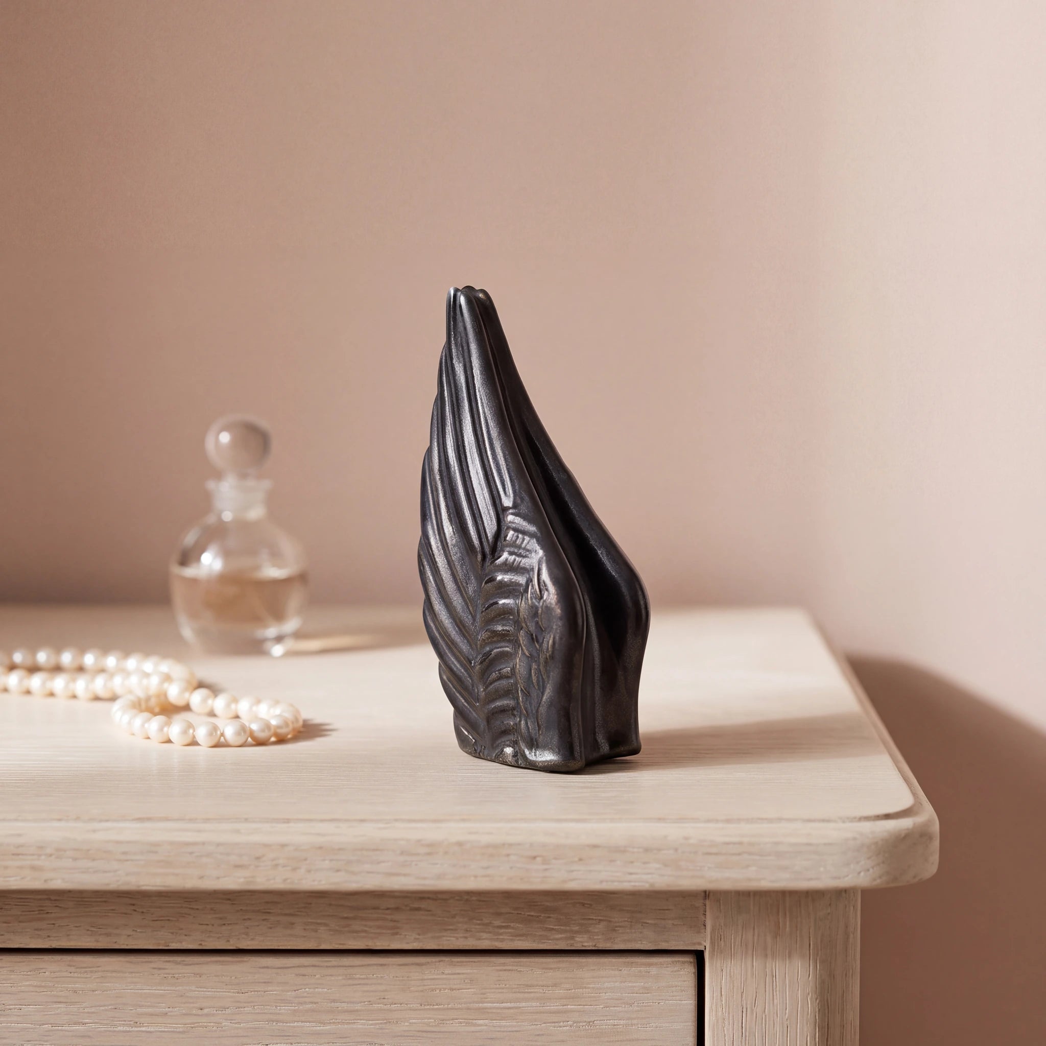 Angel Wings Small Urn for Ashes in Black