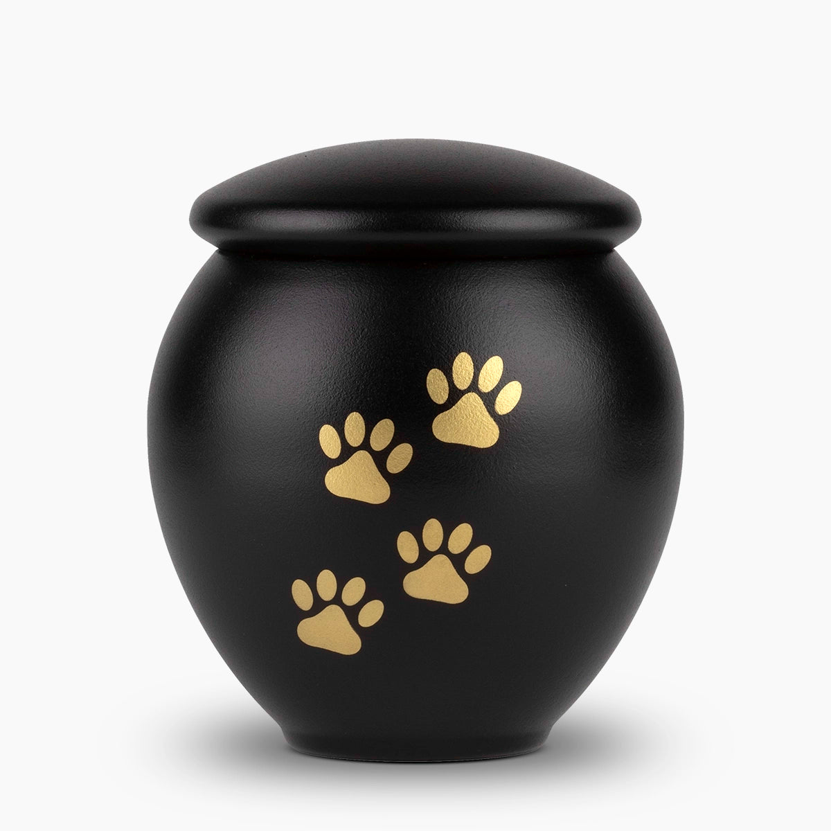 Black and Gold Pawprints Pet Urn for Ashes Medium