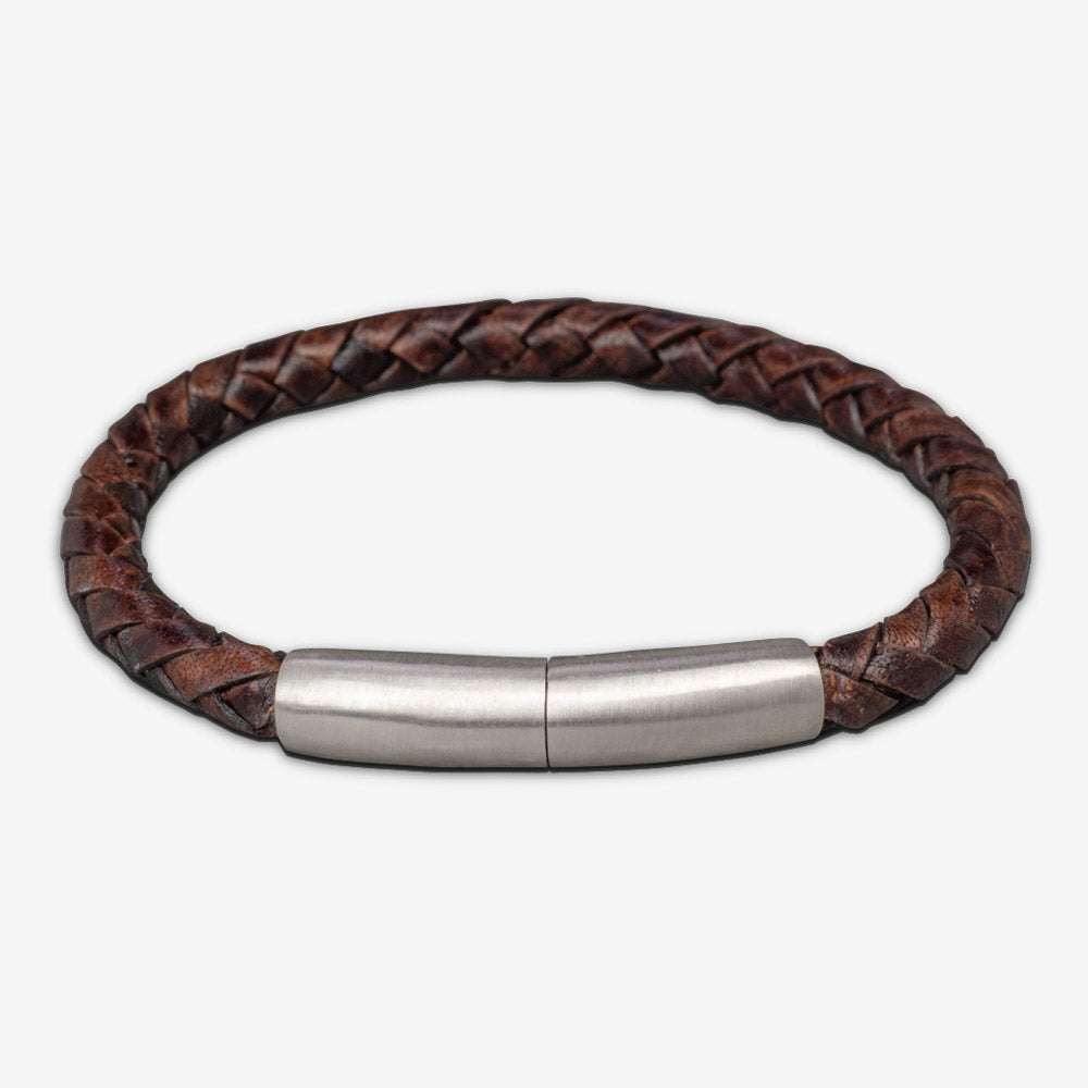 Braided Leather Ashes Bracelet For Men in Brown - Single Braid
