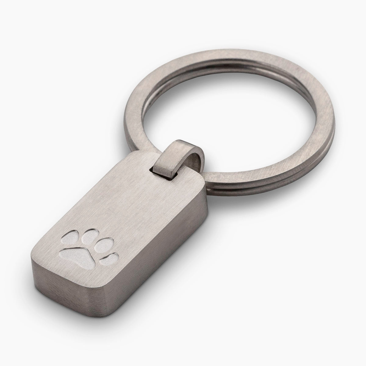Brushed Metal Pawprint Pet Memorial Ashes Keyring in Silver
