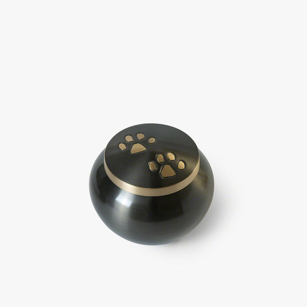 Brushed Metal Pet Urn for Ashes with Paw Print Motif 300ml Small