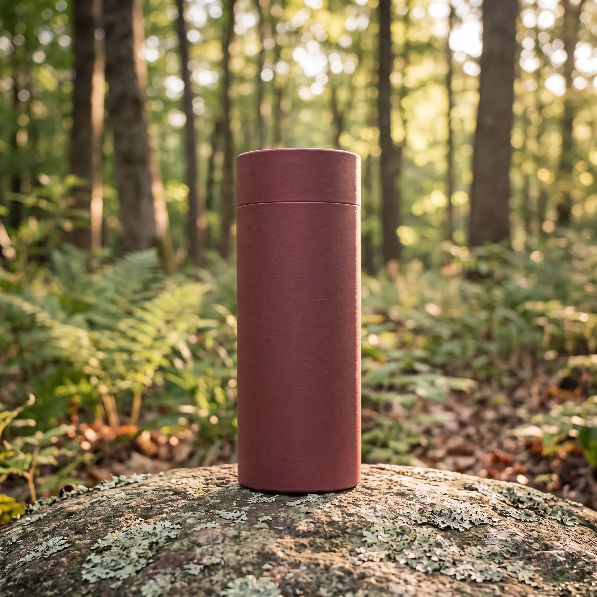 Burgundy-Eco-Friendly-Scattering-Tube-for-Ashes-Small-Token-In-the-Woods