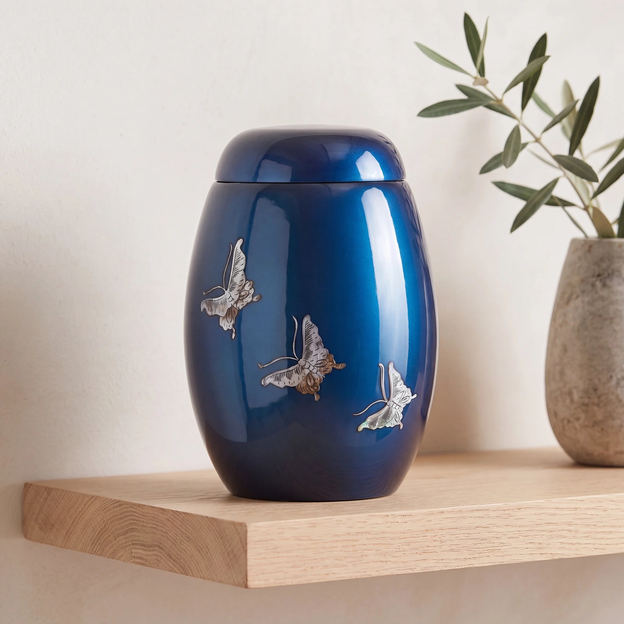 Butterfly Fibreglass Adult Cremation Urn for Ashes in Blue
