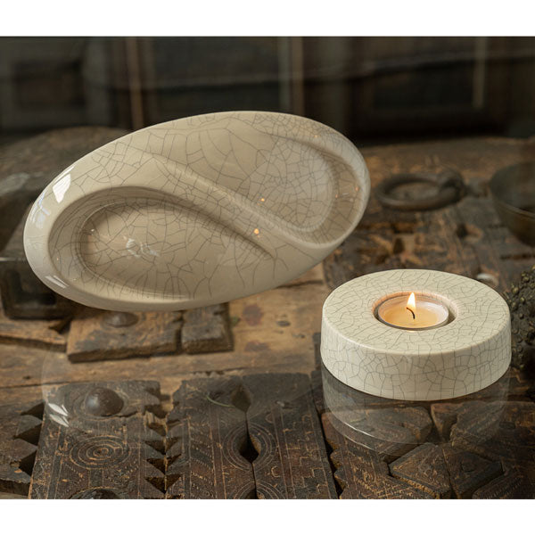 Caleo Keepsake Candle in Crackle Glaze with Eternity Keepsake