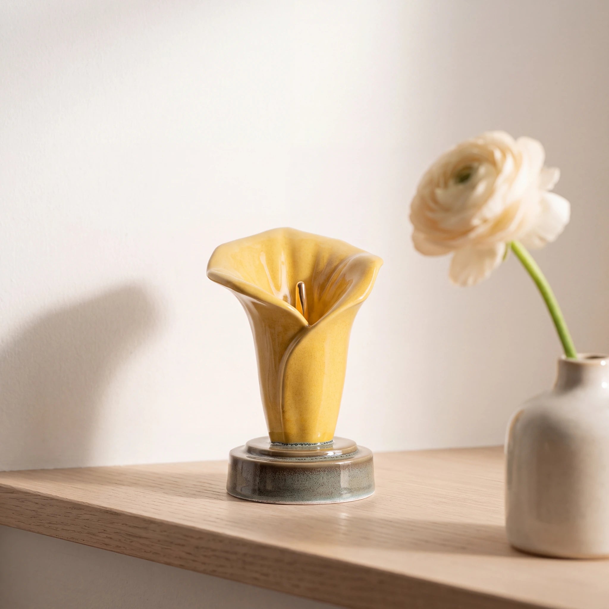 Calla-Lily-Keepsake-Urn-for-Ashes-in-Amber-Yellow-keepsake_bud_vase