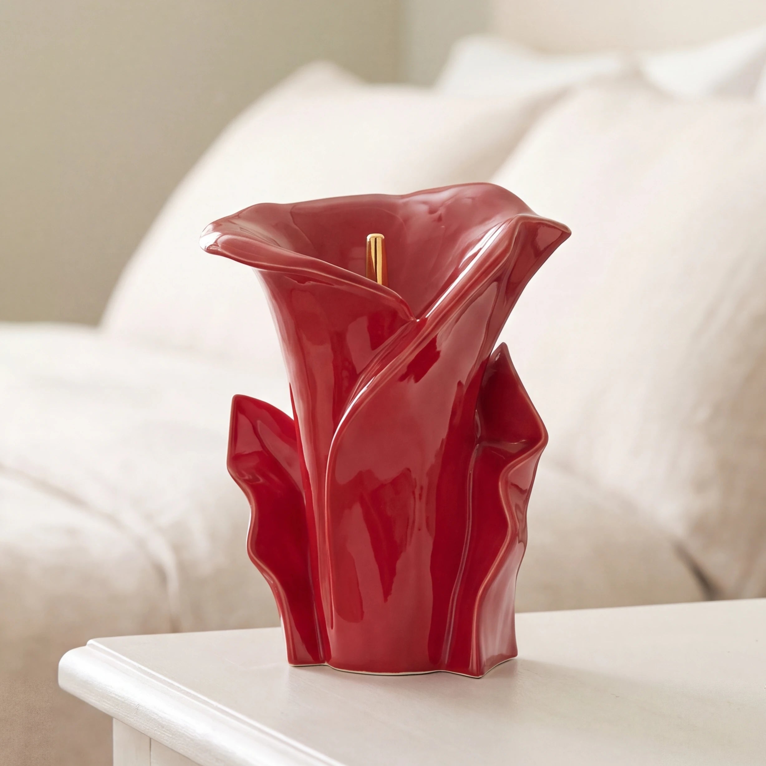 Calla-Lily-Medium-Urn-for-Ashes-in-Red-Bedroom-Chest-CROP