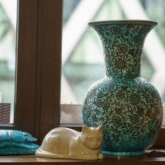 Cat Cremation Urn For Ashes Crackle Glaze