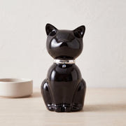 Cat Urn for Ashes in Onyx & Silver