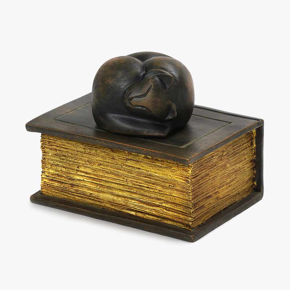Cat on Book Urn for Ashes – Cat Memorial Urn