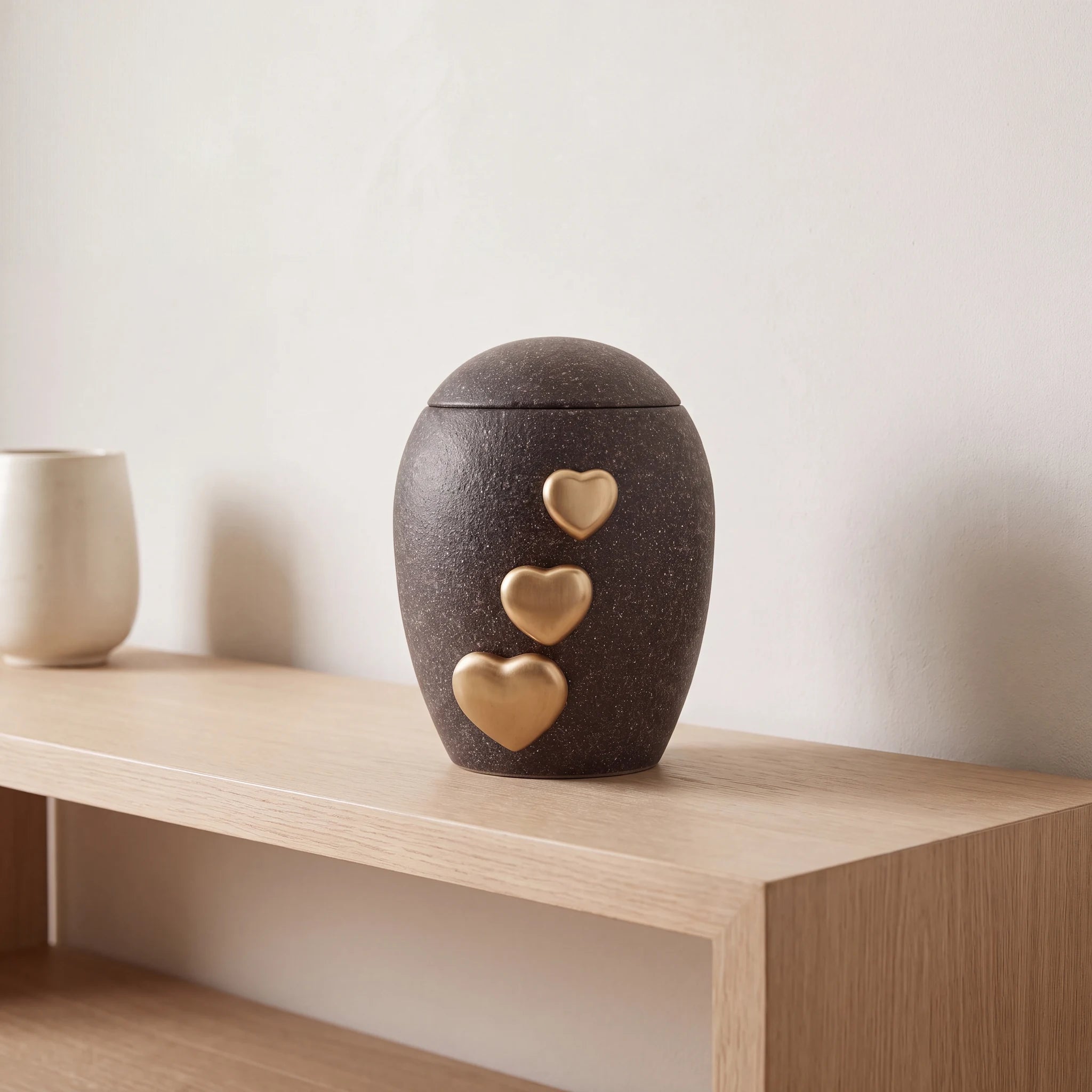 Charcoal Hearts Adult Cremation Urn for Ashes