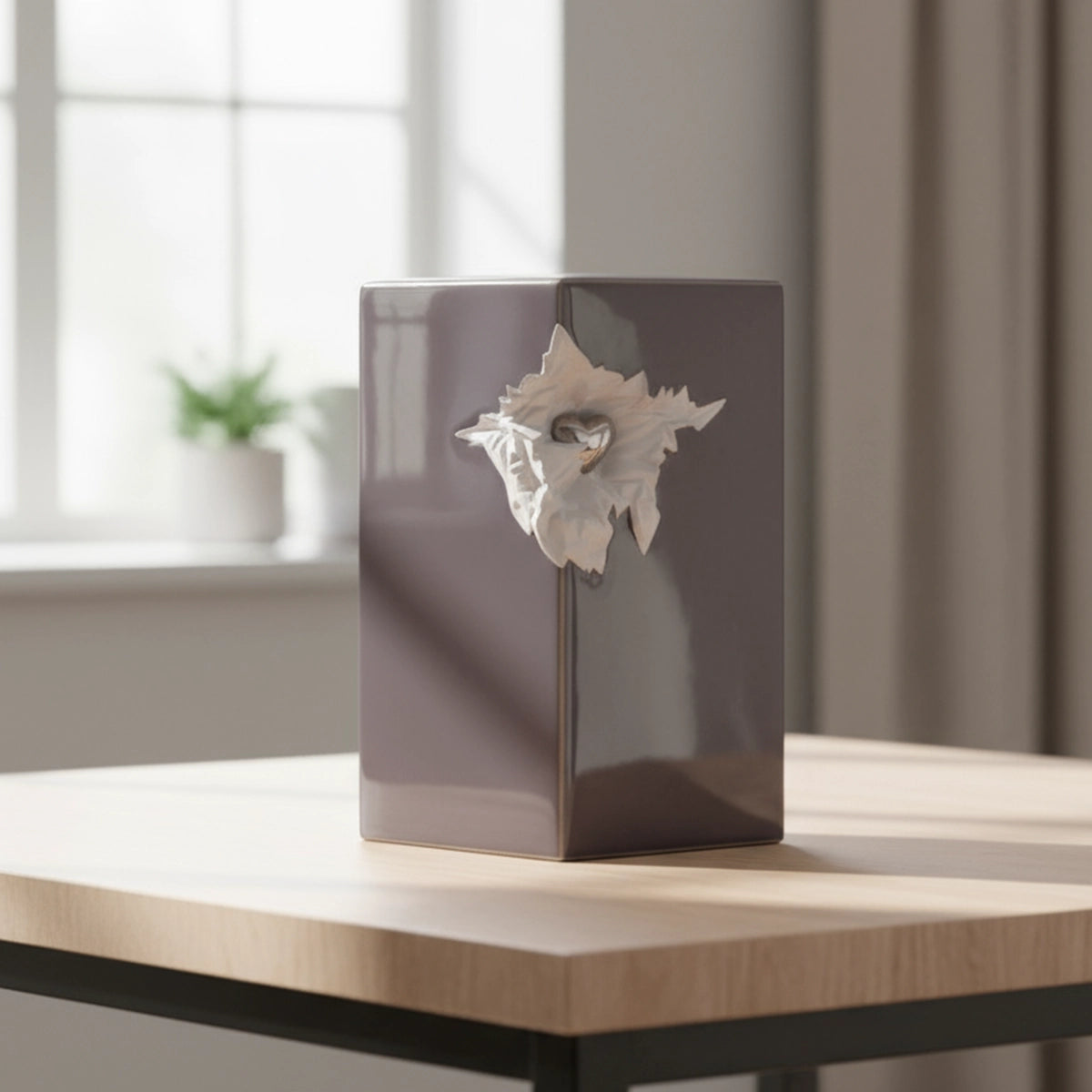 Cherished Heart Cremation Urn for Ashes in Grey and Silver