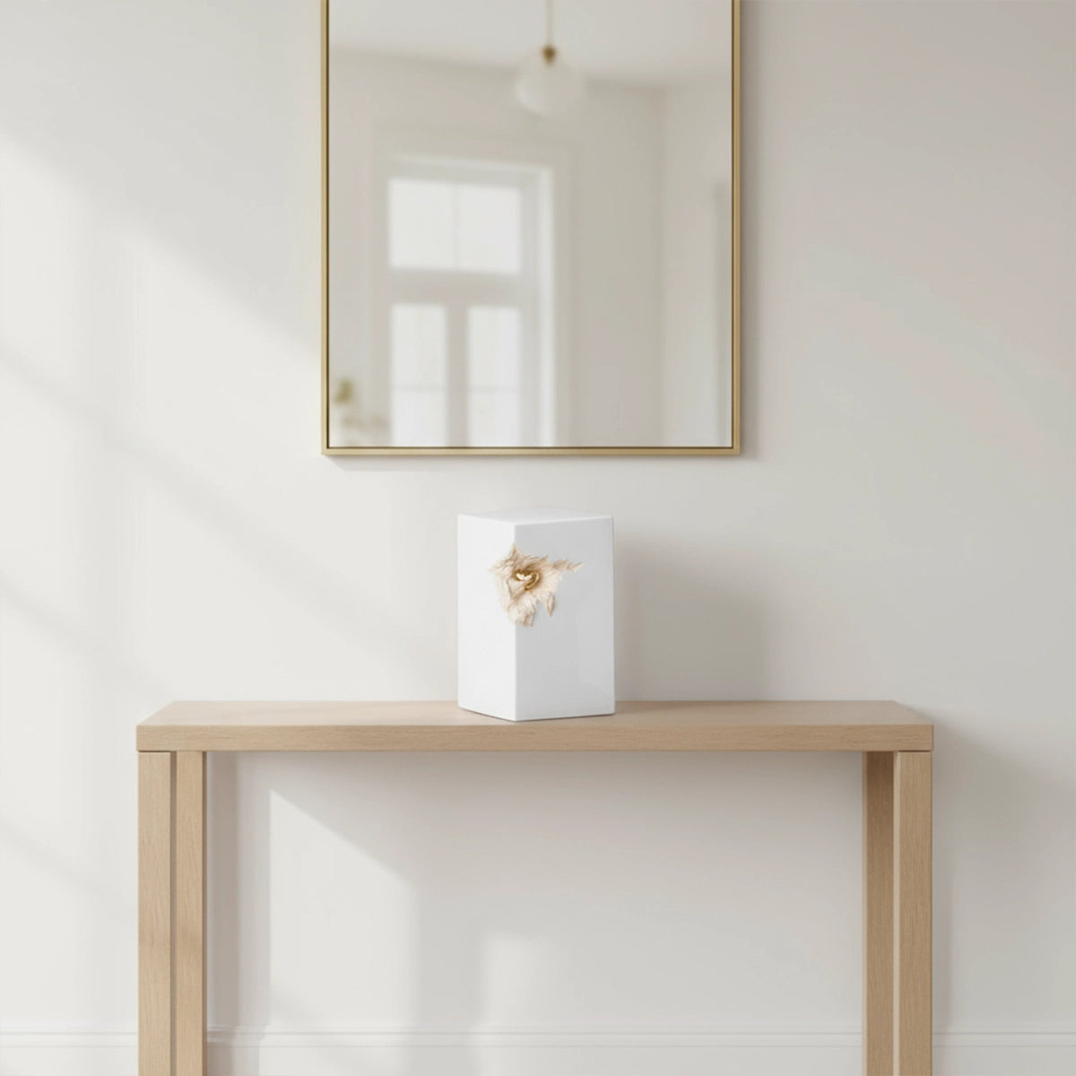 Cherished Heart Medium Urn for Ashes in White and Gold