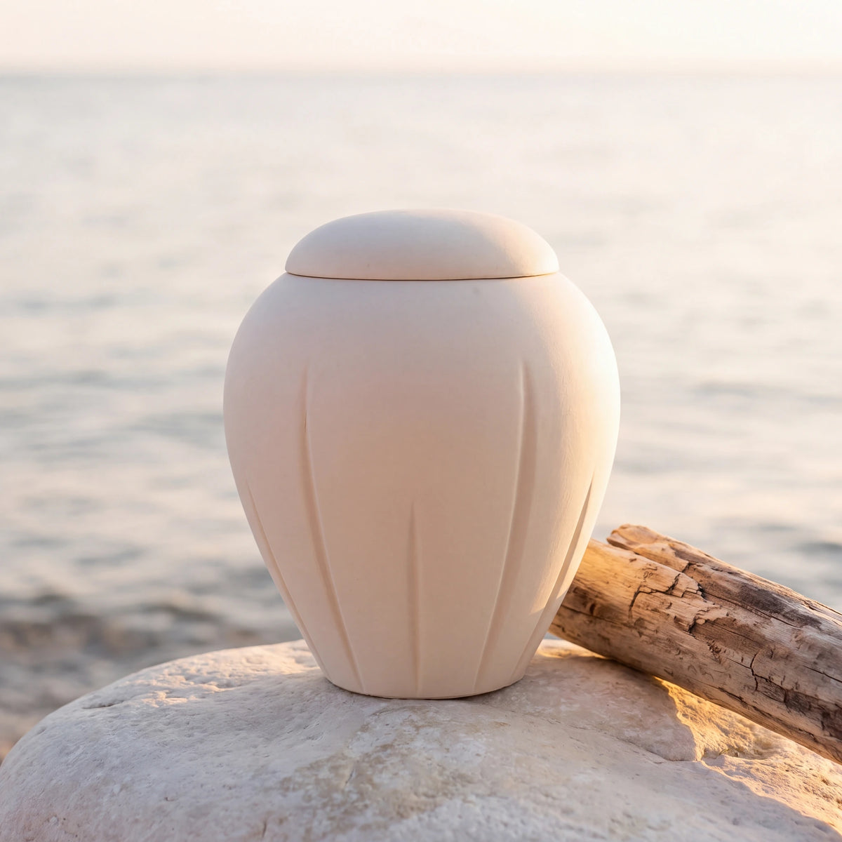 Classic Adult Biodegradable Urn for Ashes in Ivory