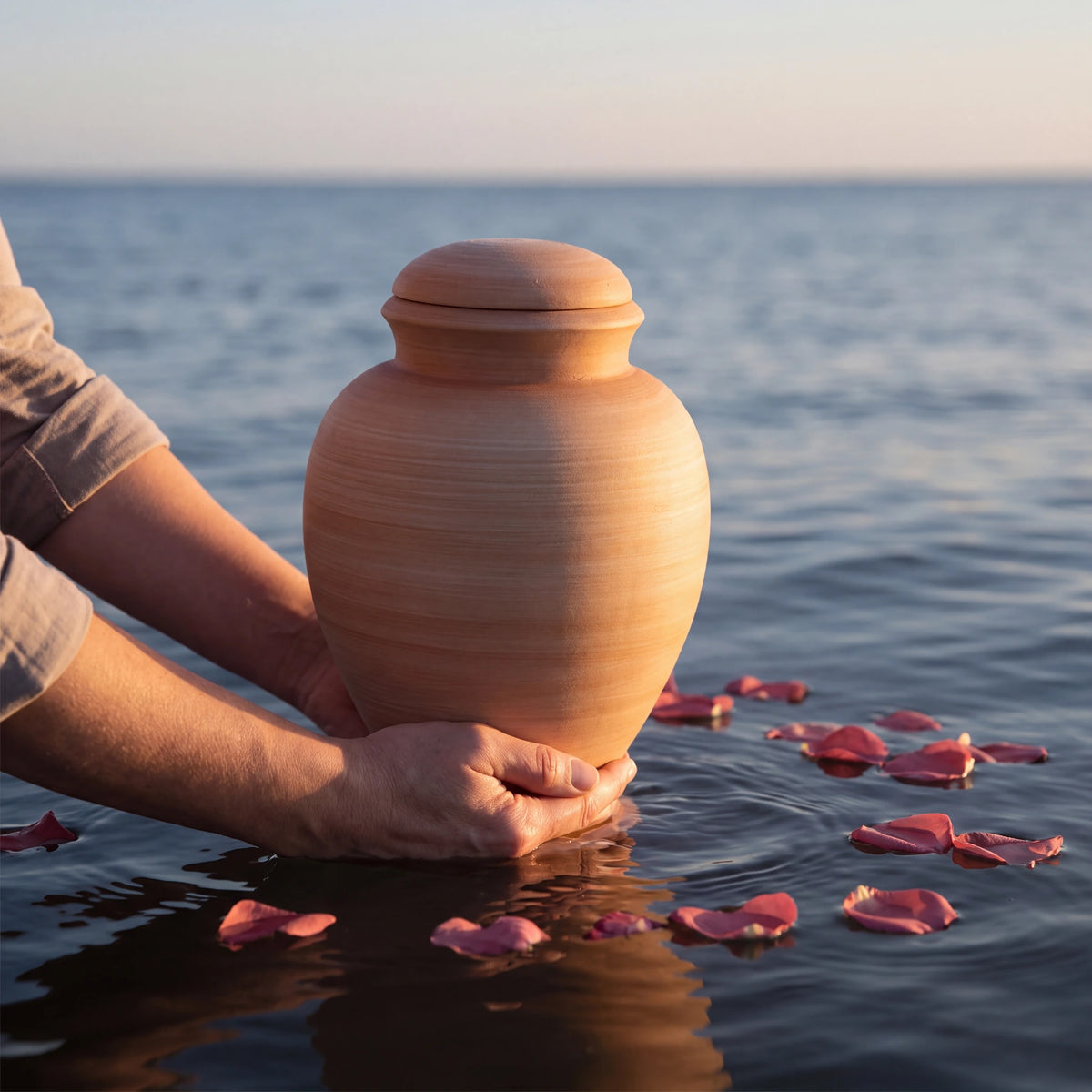 Classic Adult Biodegradable Urn for Ashes in Sand