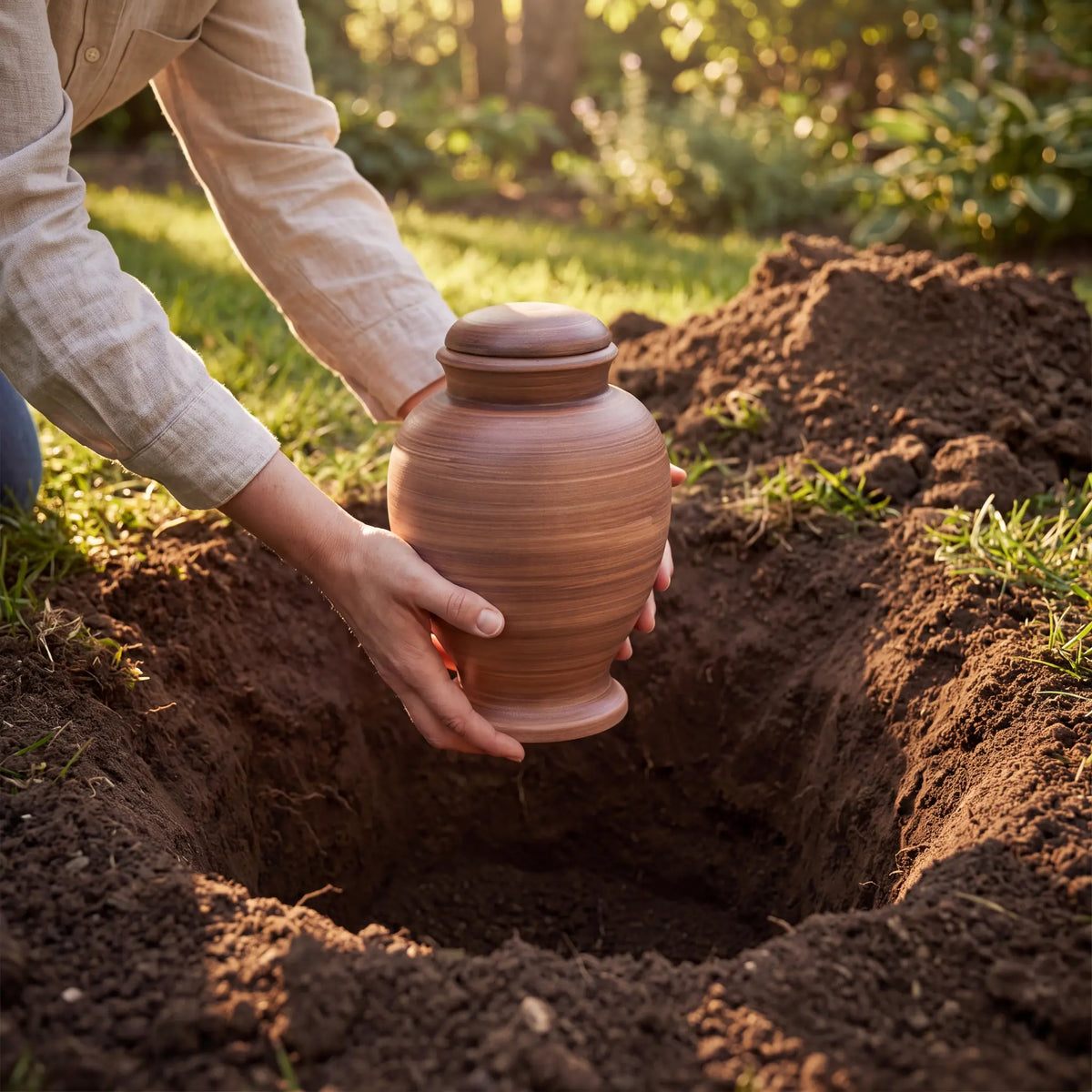 Classic Adult Biodegradable Urn for Ashes in Walnut