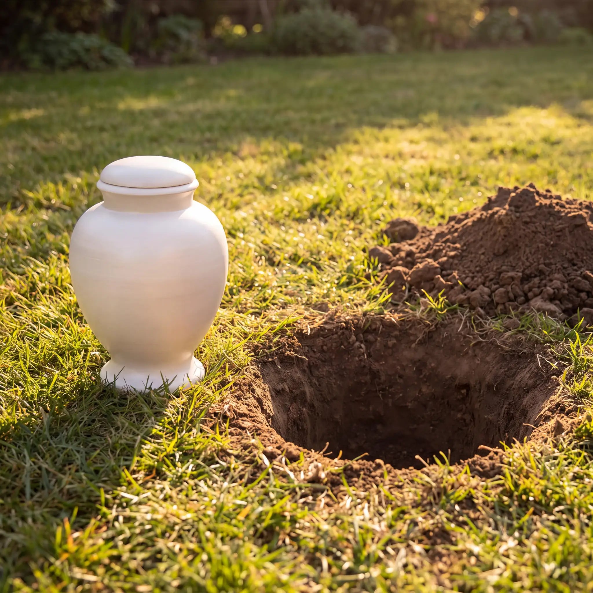 Classic Adult Biodegradable Urn for Ashes in White