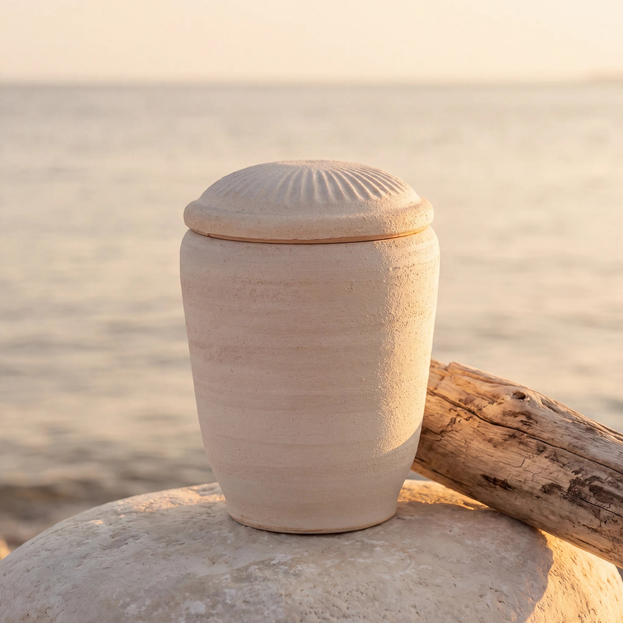 Classic Adult Biodegradable Urn for Ashes with Sand Flutted Lid