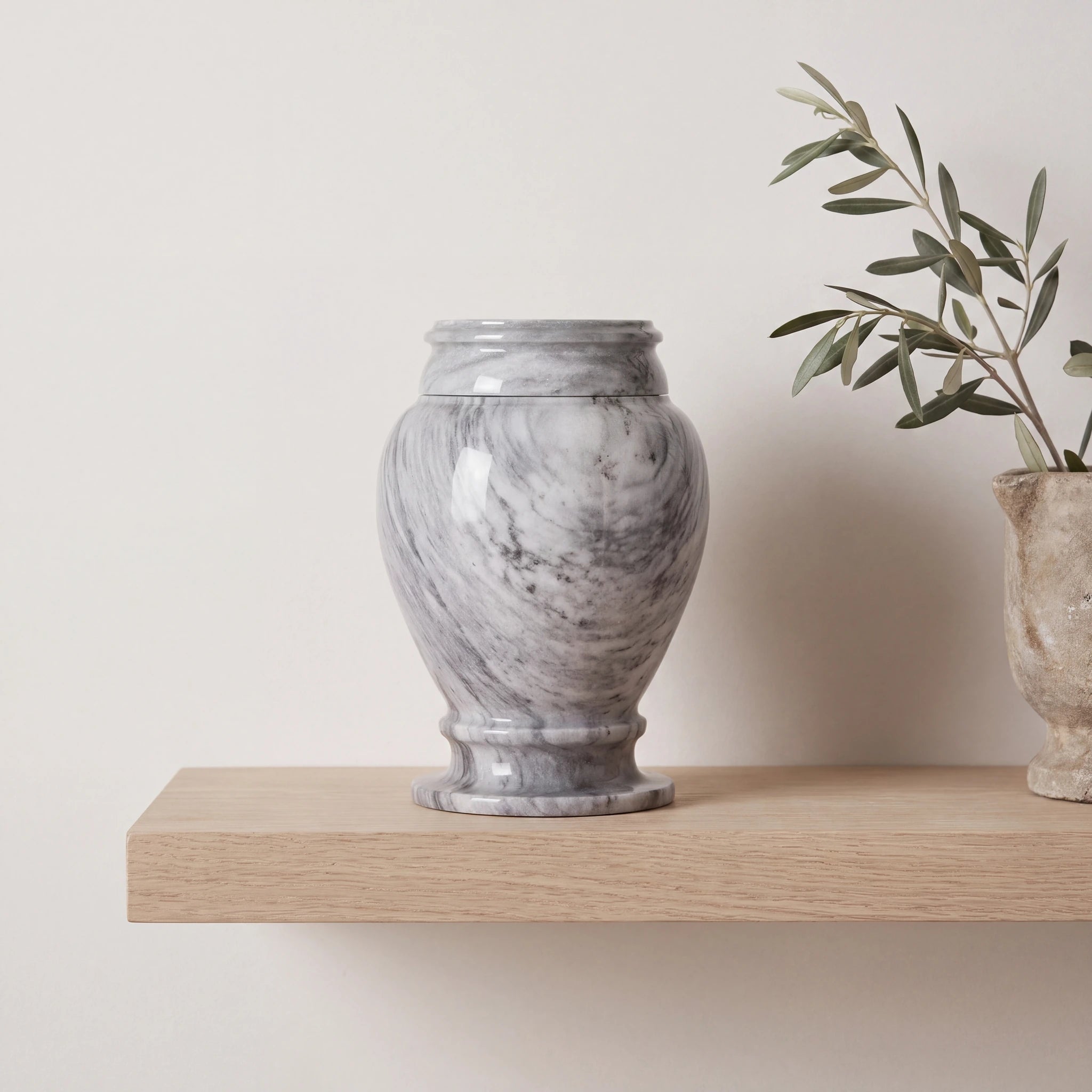 Classic Marble Adult Cremation Urn for Ashes in Grey