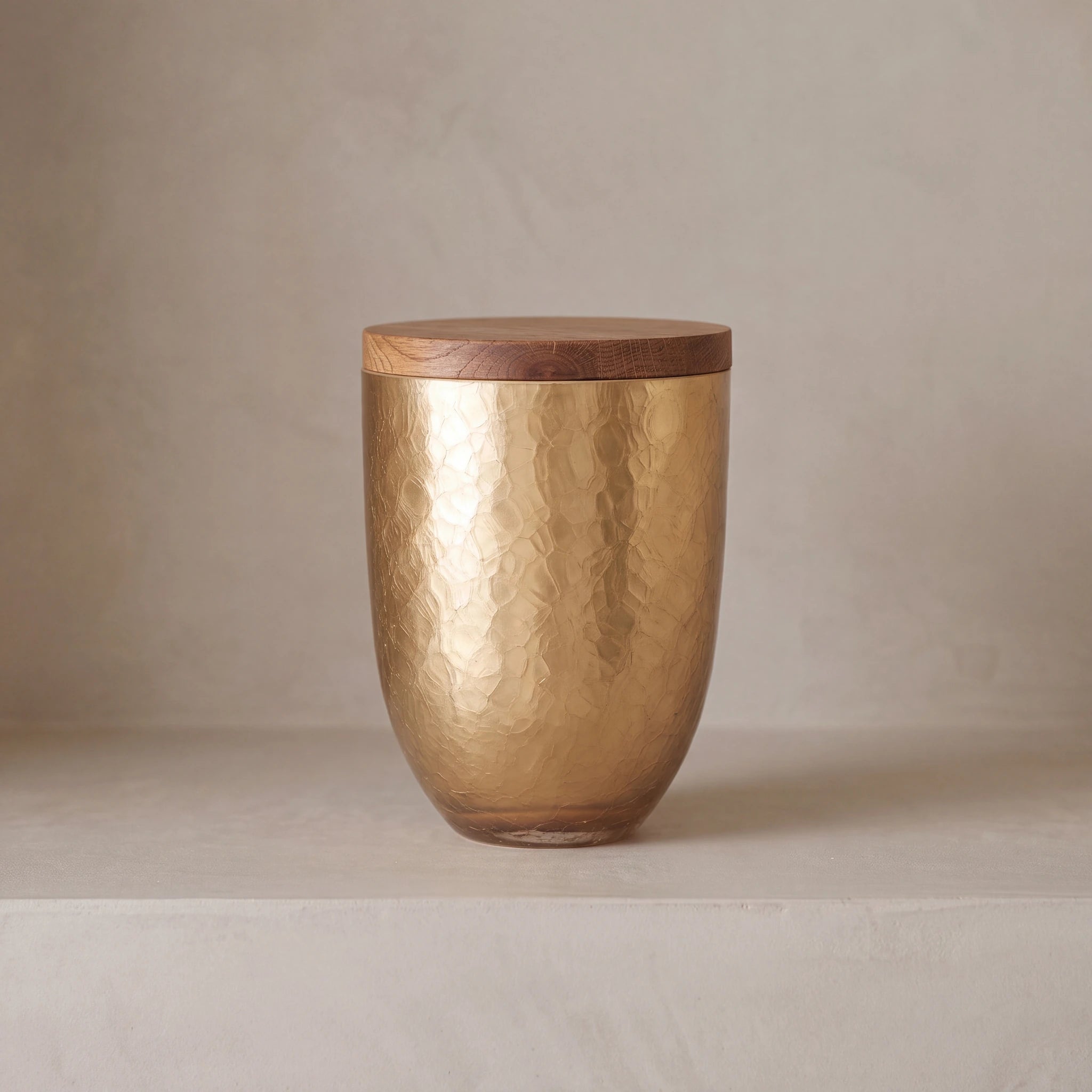 Crystal Adult Cremation Urn for Ashes with Oak Lid in Gold