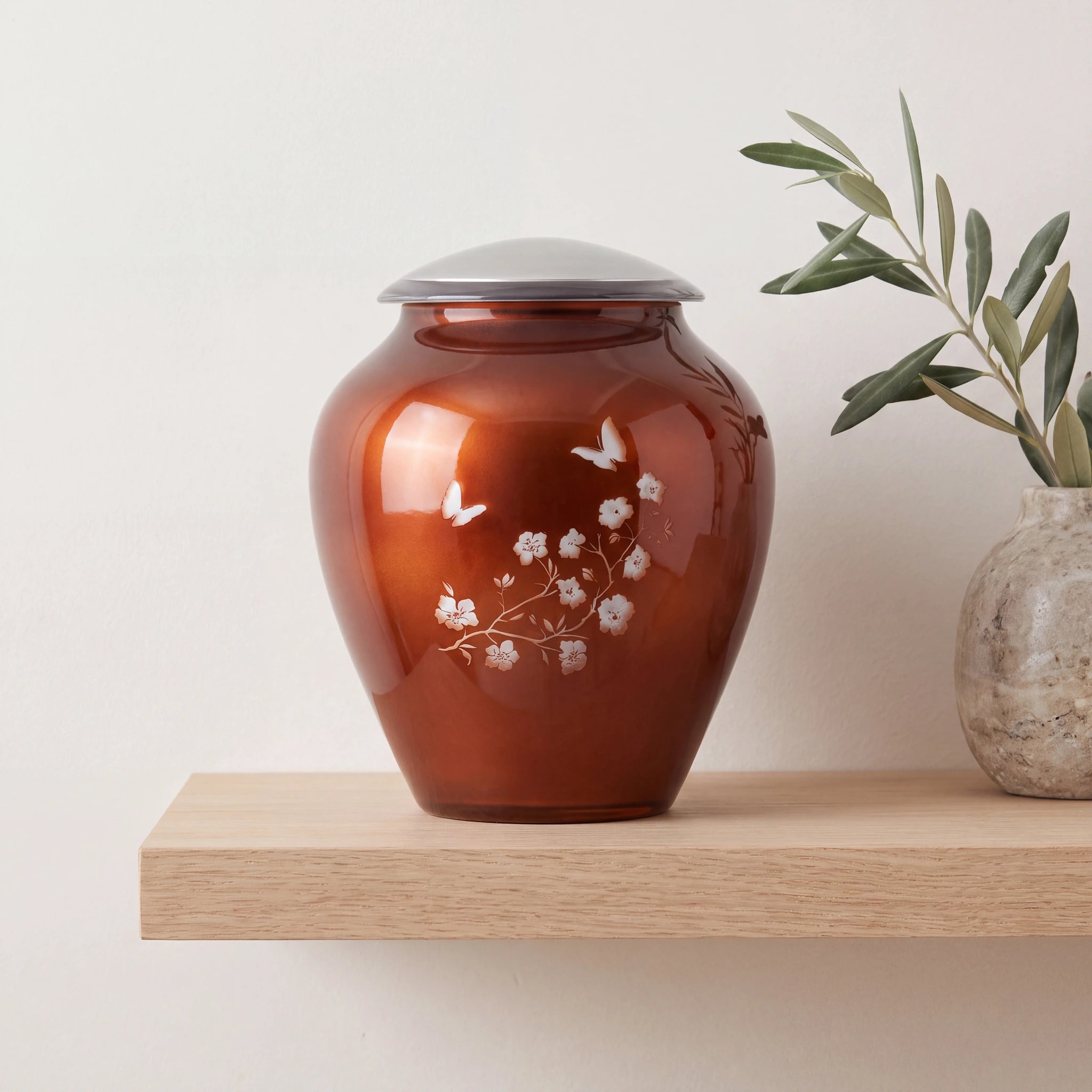 Crystal Blossom Adult Cremation Urn for Ashes in Terracotta