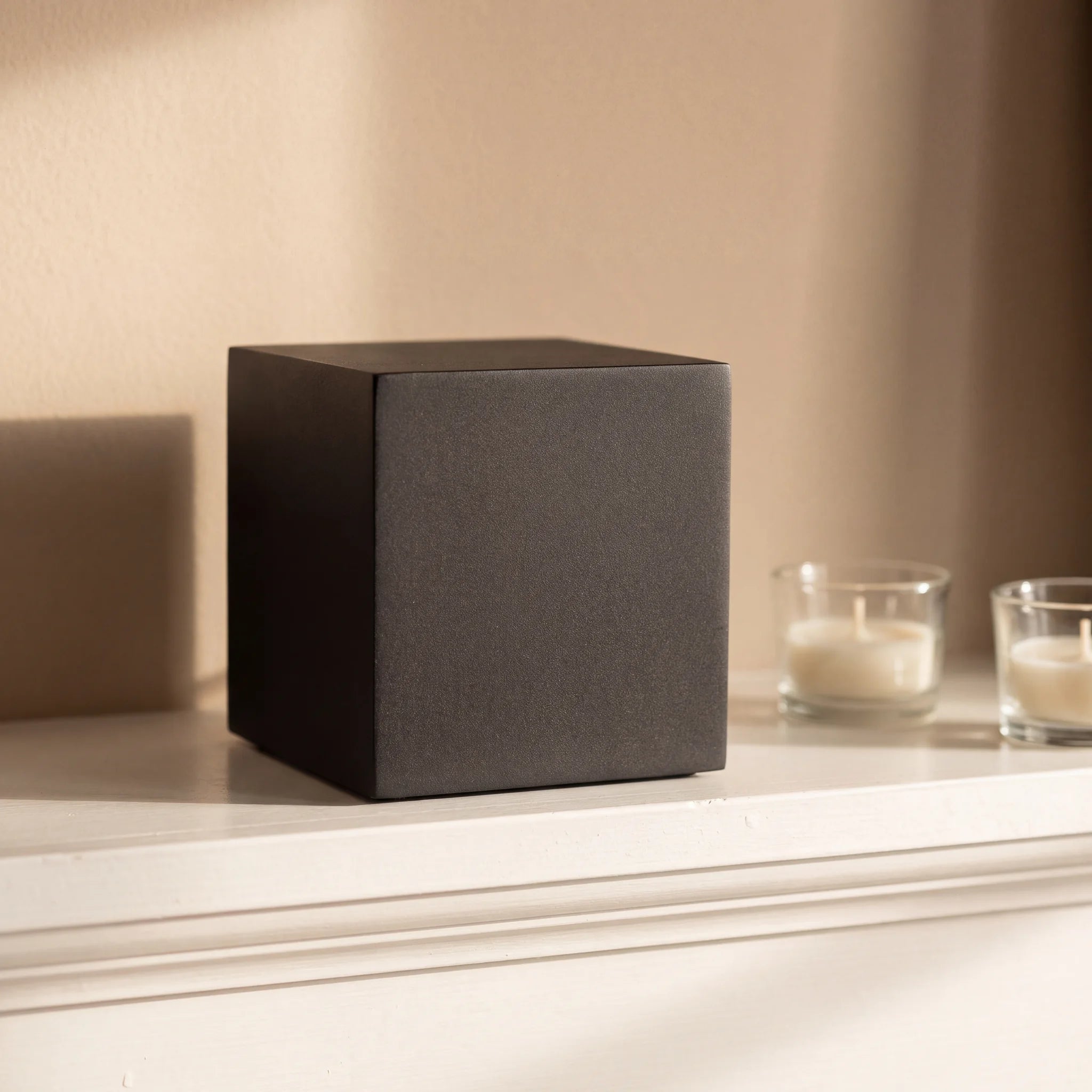 Cube-Small-Urn-for-Ashes-in-Matte-Black-Stainless-Steel-keepsake_tealight_pair