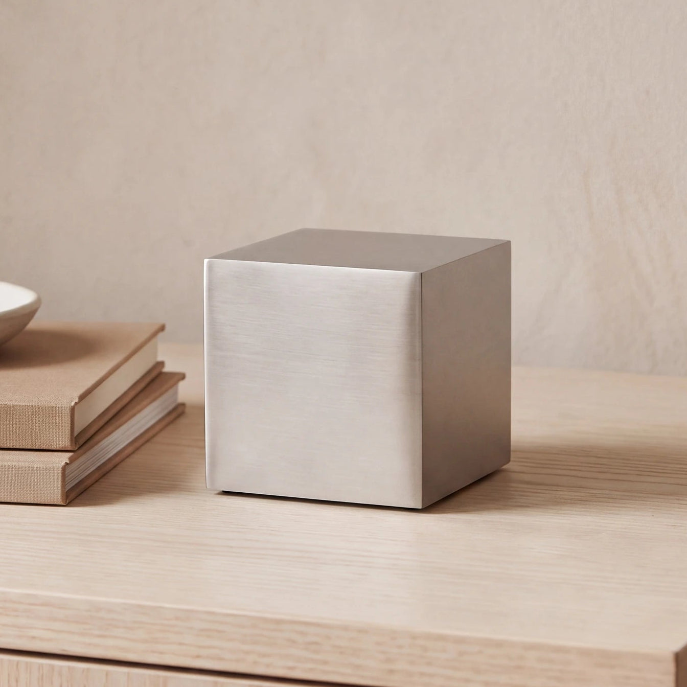 Cube-Small-Urn-for-Ashes-in-Stainless-Steel-keepsake_books_dish