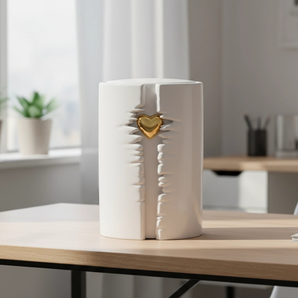 Cuddle Cremation Urn for Ashes with LED Light in White