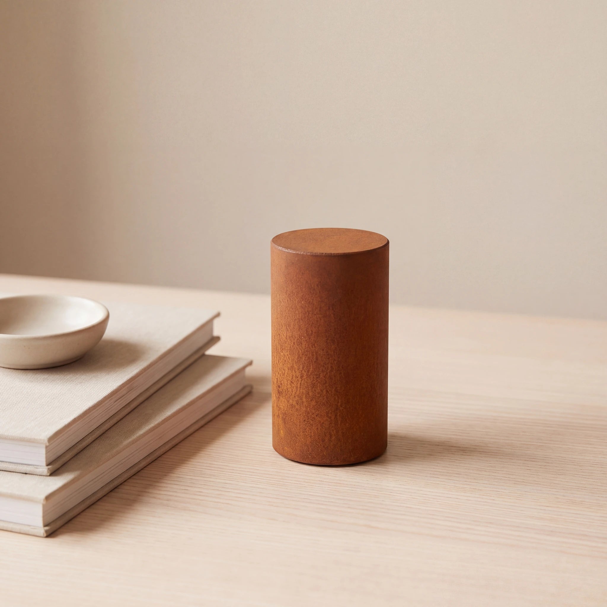 Cylinder-Small-Urn-for-Ashes-in-Corten-Steel-keepsake_books_dish