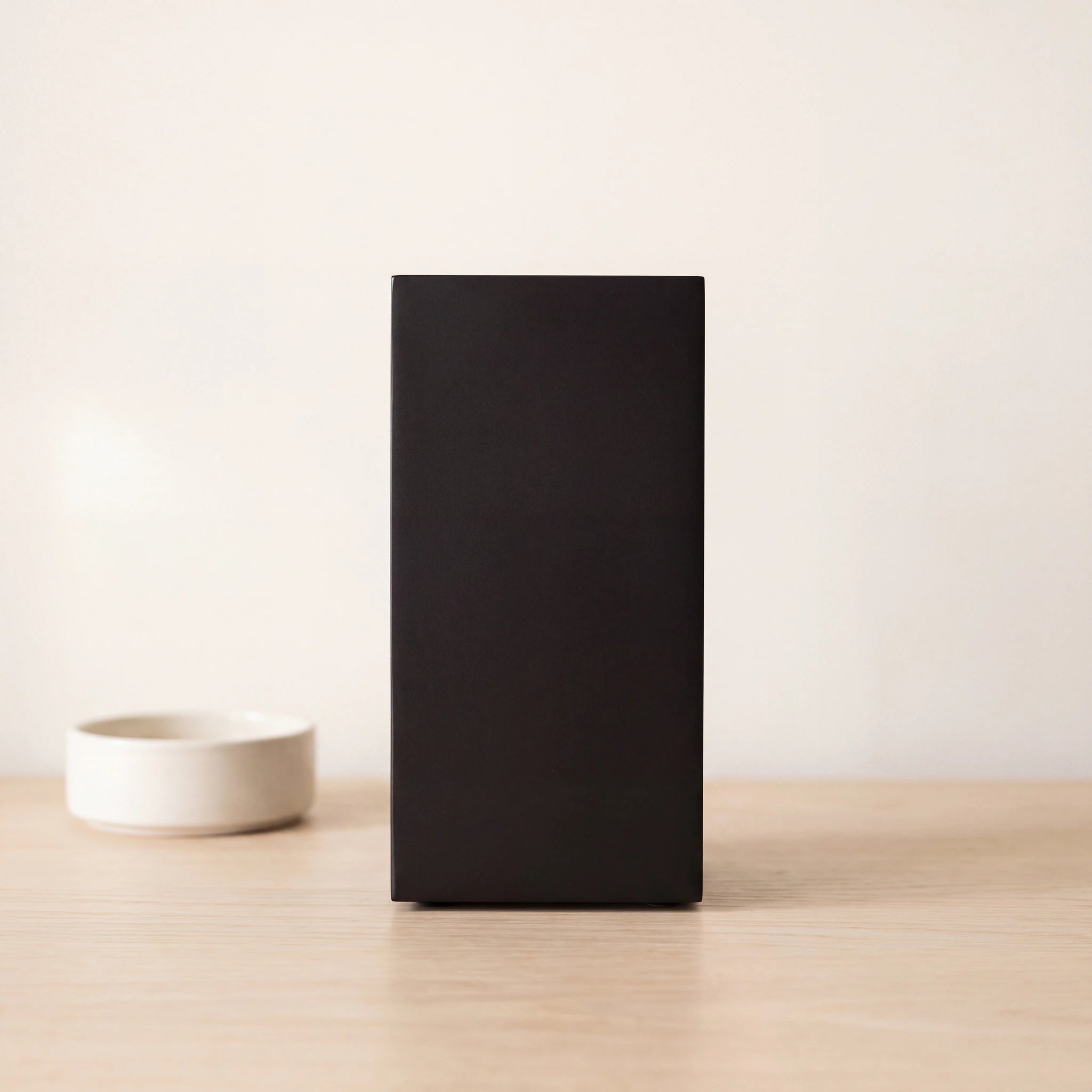 Dimension-Pet-Urn-for-Ashes-in-Matte-Black-Stainless-Steel-pet_bowl_ledge