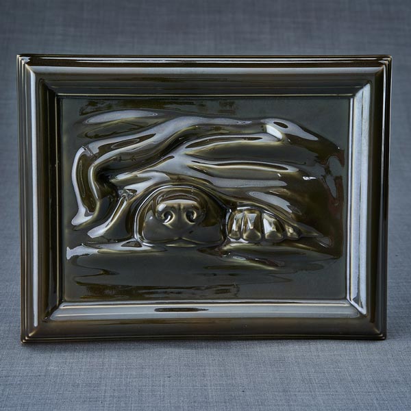 Dog Cremation Urn For Pets Ashes In Brown Front View