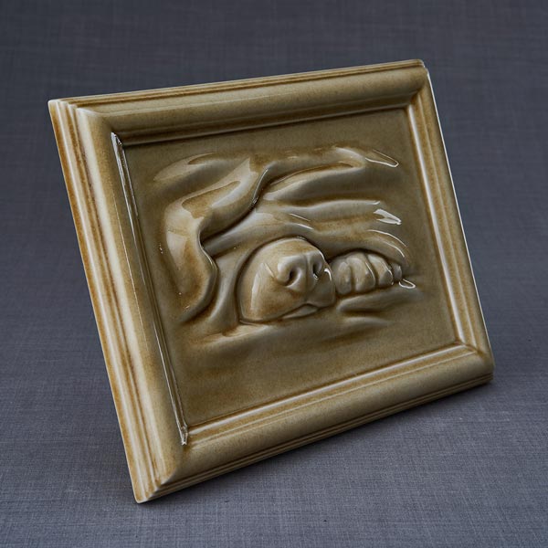Dog Cremation Urn For Pets Ashes In Dark Sand Right View