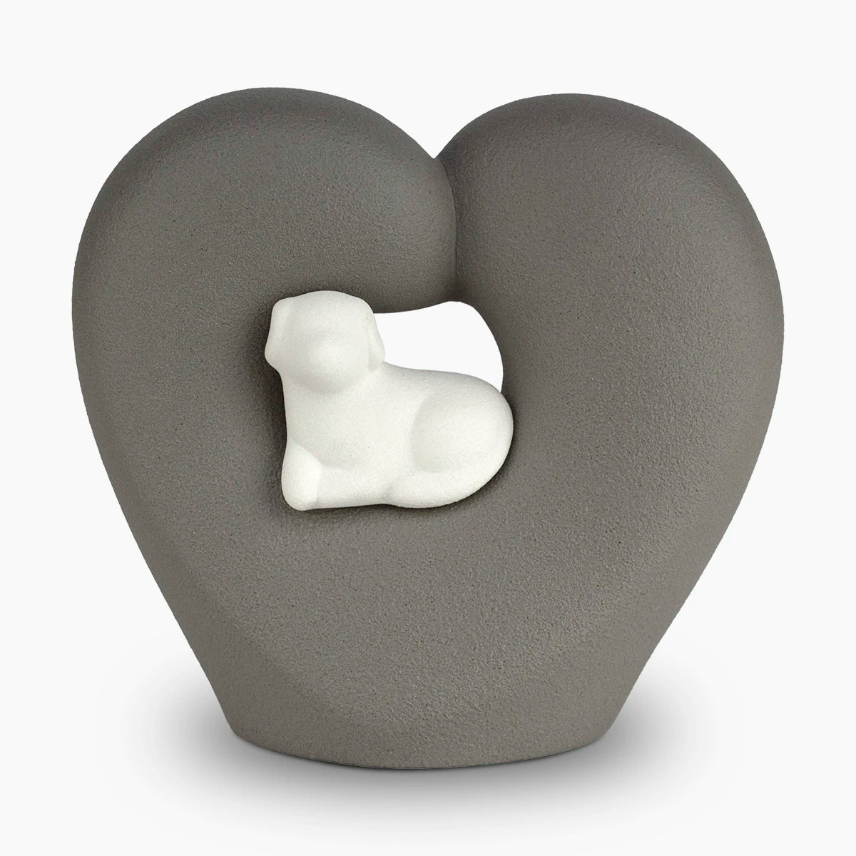 Dog Heart Pet Urn for Ashes in Grey and White