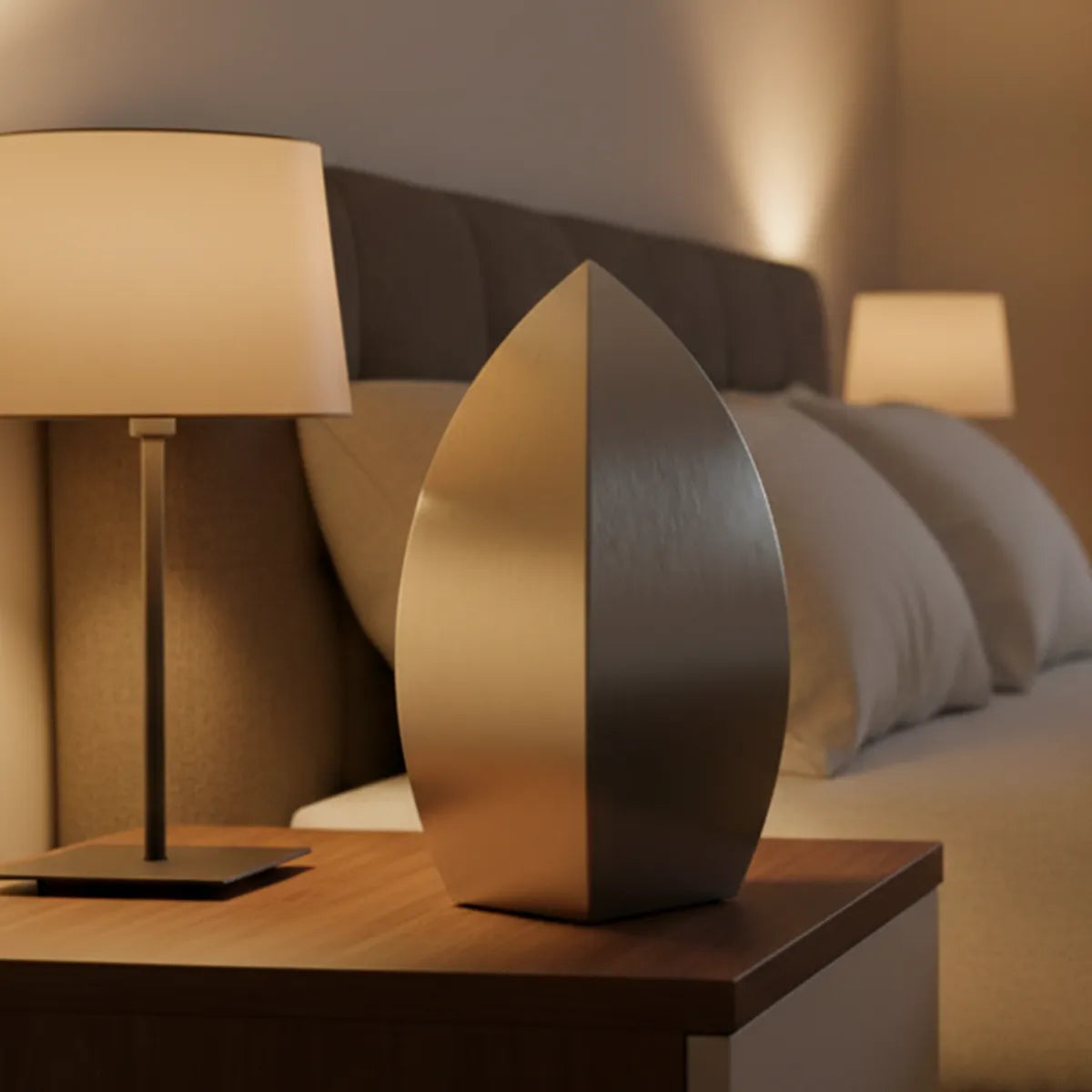 Drop Adult Cremation Urn for Ashes by Bedside on Table