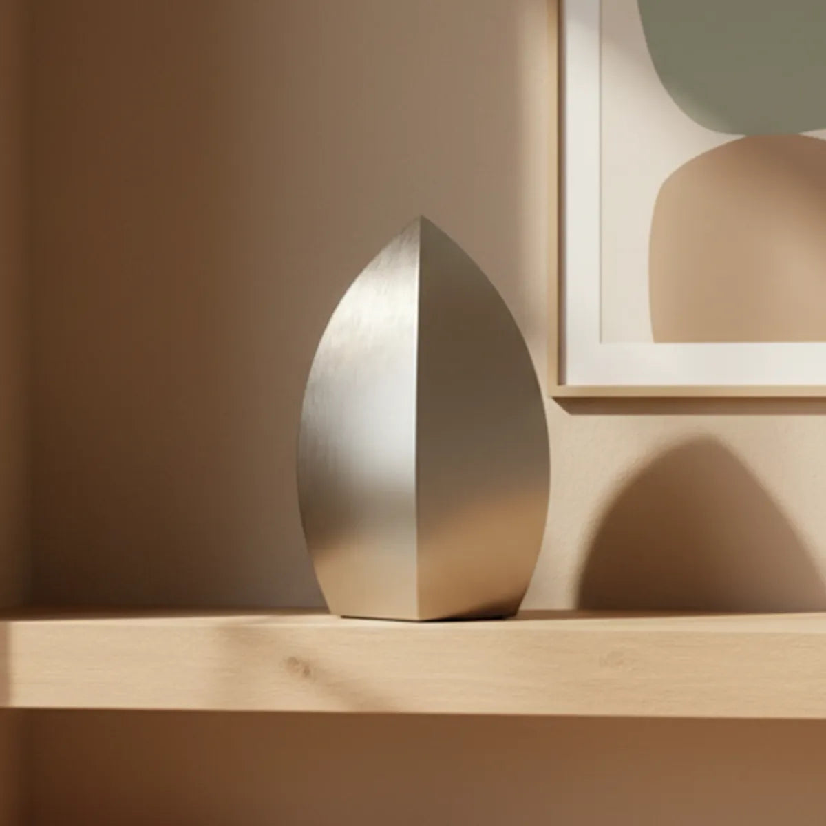 Drop Adult Cremation Urn for Ashes on Shelf in Living Room