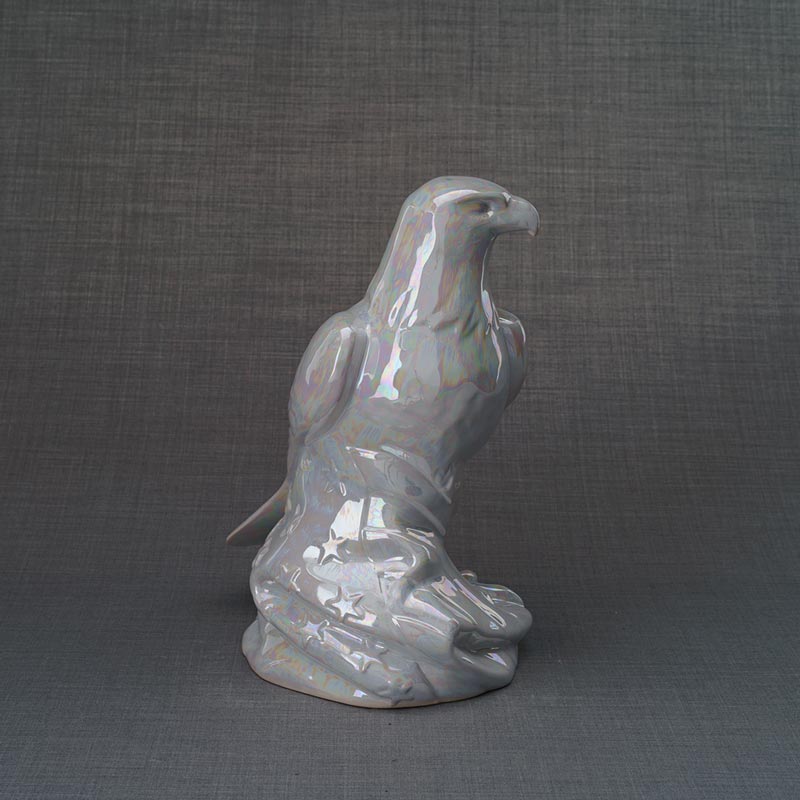 Eagle Adult Cremation Urn for Ashes in Pearlescent White