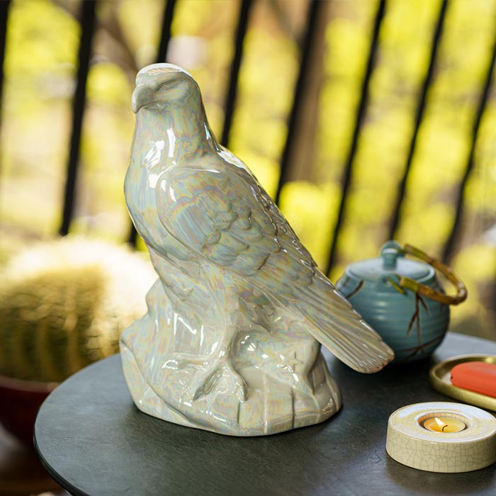 Eagle Adult Cremation Urn for Ashes in Pearlescent White