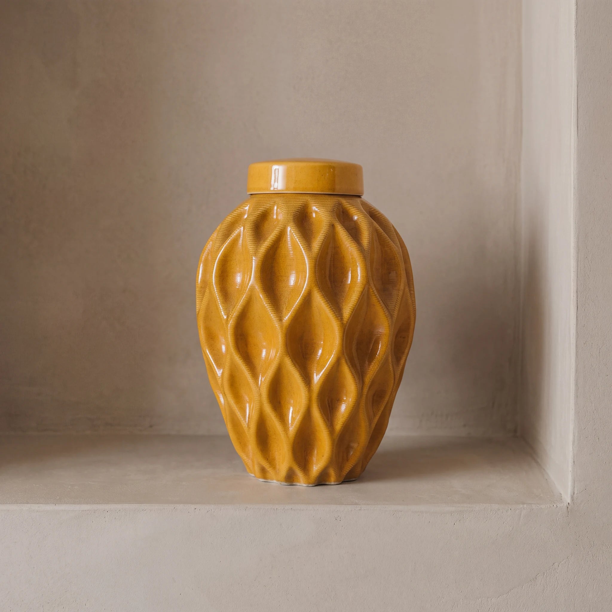 Echo Adult Cremation Urn for Ashes in Amber Yellow