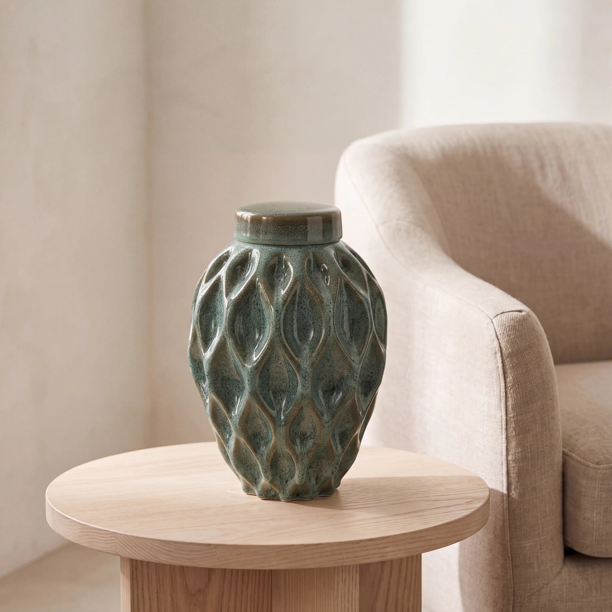 Echo Adult Cremation Urn for Ashes in Oily Green