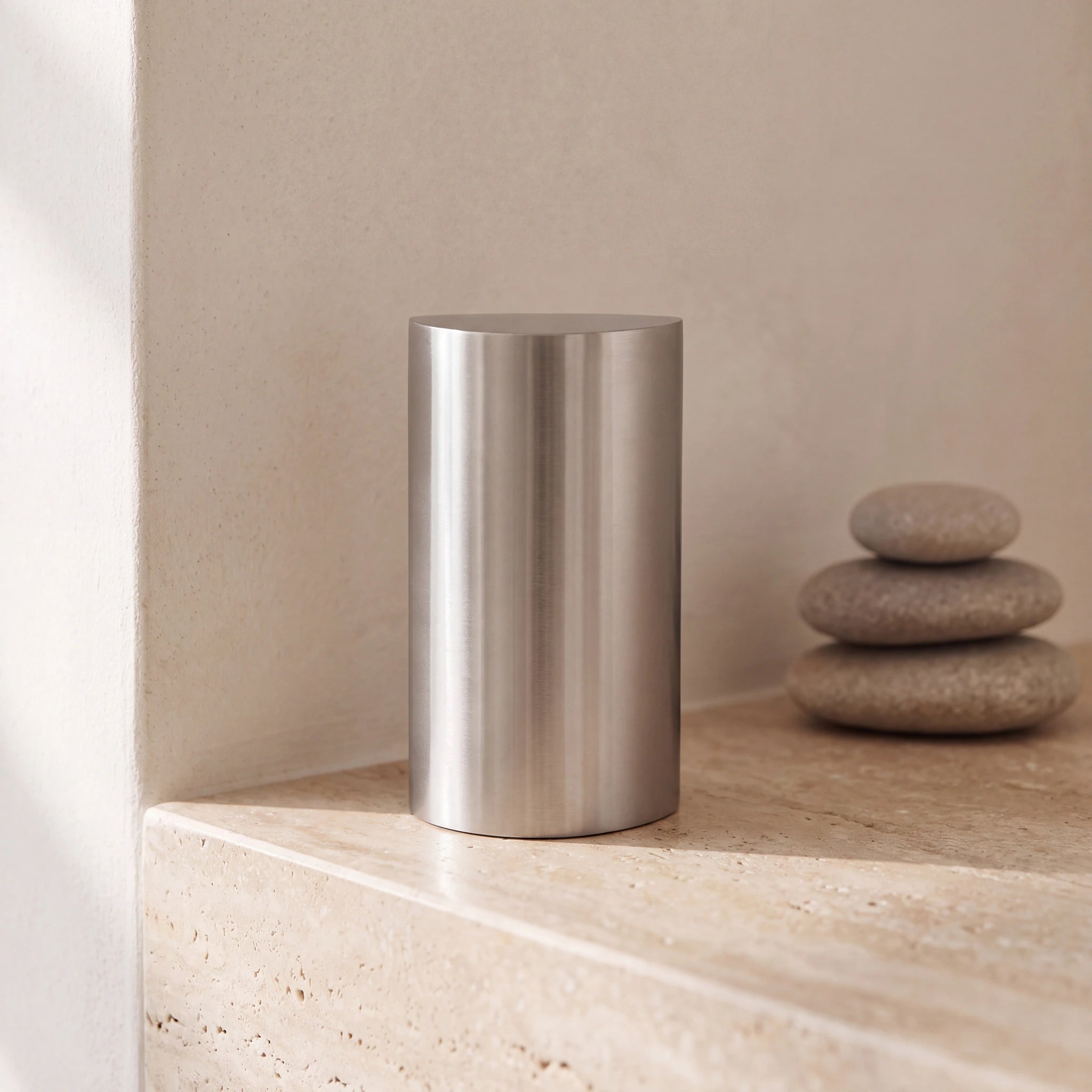 Ellipse-Small-Urn-for-Ashes-in-Stainless-Steel-keepsake_pebbles
