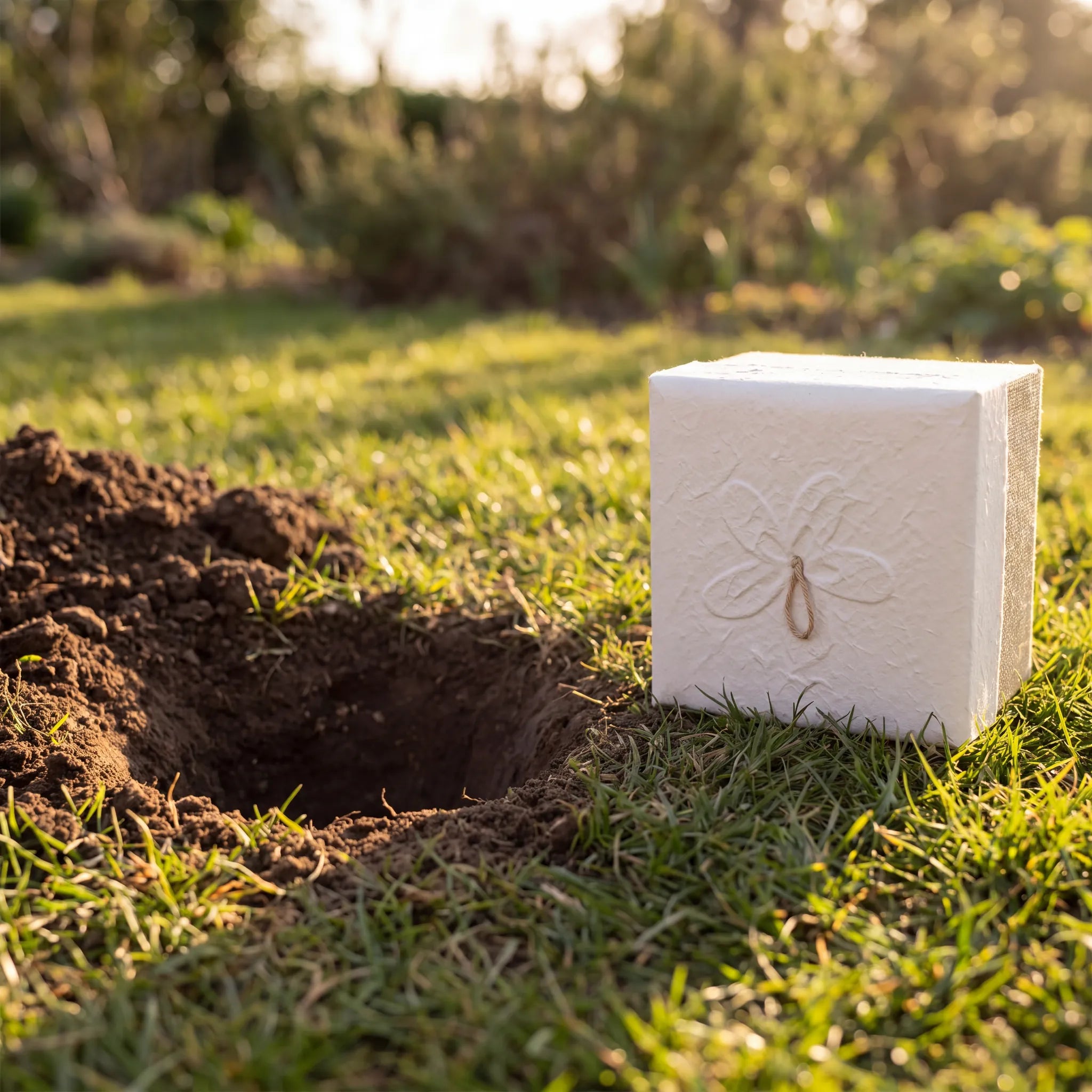 Embrace Biodegradable Urn for Ashes in White Hemp - Medium